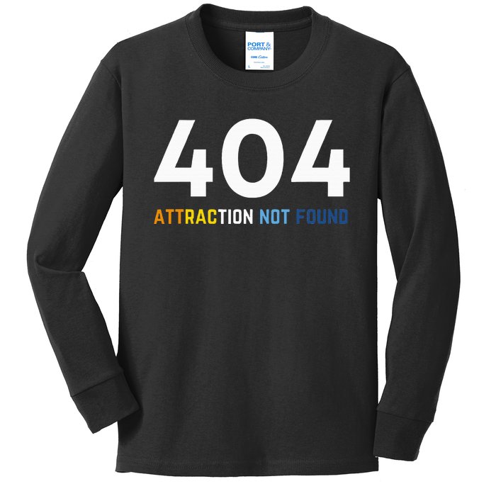 404 Attraction Not Found Funny Aroace Pride Aro Ace Lgbtq Kids Long Sleeve Shirt