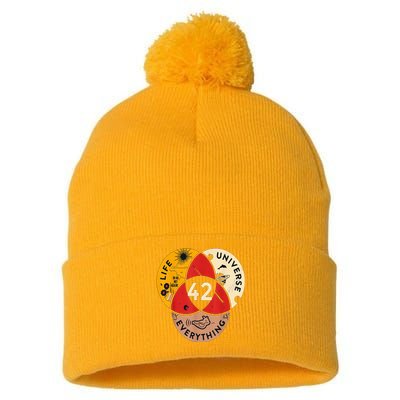 42 Answer To Life Universe And Everything Science Vintage Pom Pom 12in Knit Beanie