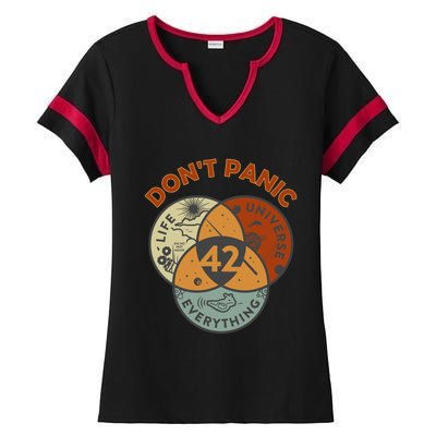 42 Answer To Life The Universe And Everything DonT Panic Ladies Halftime Notch Neck Tee