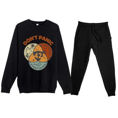 42 Answer To Life The Universe And Everything DonT Panic Premium Crewneck Sweatsuit Set