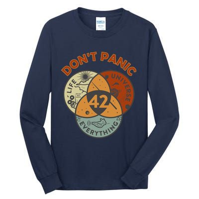 42 Answer To Life The Universe And Everything DonT Panic Tall Long Sleeve T-Shirt