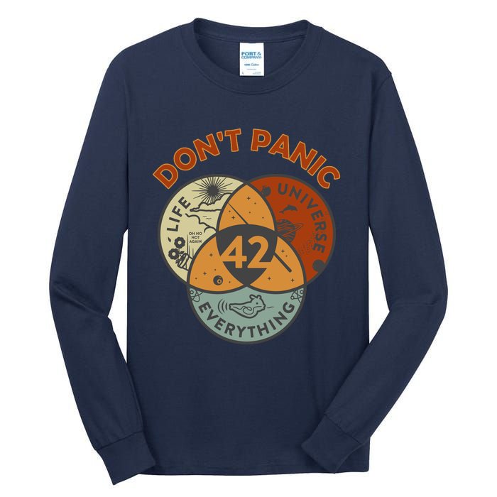 42 Answer To Life The Universe And Everything DonT Panic Tall Long Sleeve T-Shirt