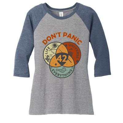 42 Answer To Life The Universe And Everything DonT Panic Women's Tri-Blend 3/4-Sleeve Raglan Shirt