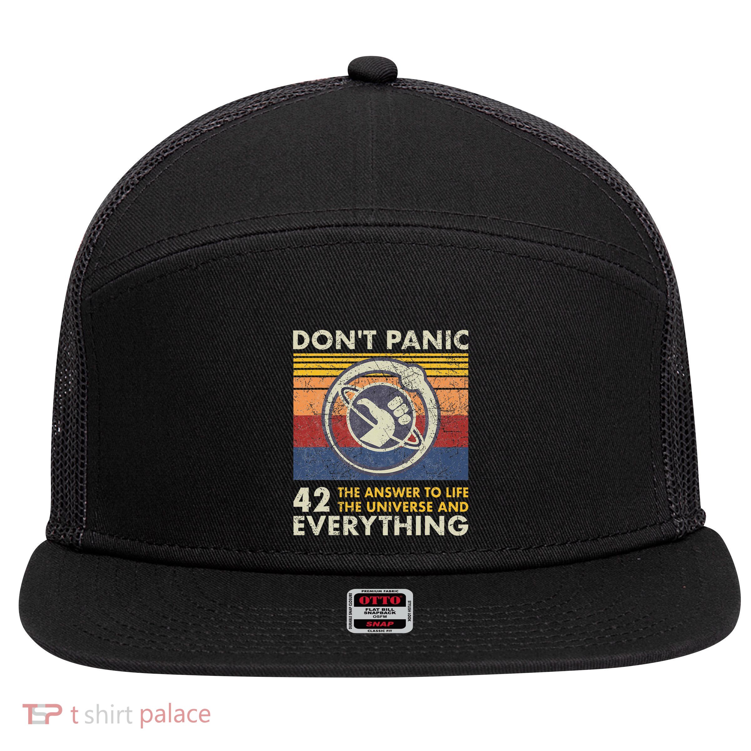 42 Answer To All Questions Life Universe Everything 7 Panel Mesh Trucker Snapback Hat