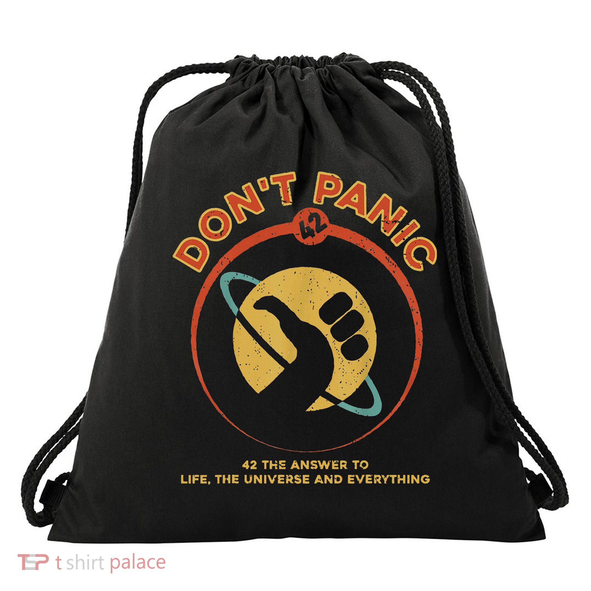 42 Answer To Life The Universe And Everything DonT Panic Drawstring Bag