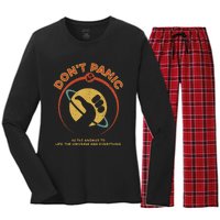 42 Answer To Life The Universe And Everything DonT Panic Women's Long Sleeve Flannel Pajama Set 