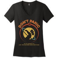 42 Answer To Life The Universe And Everything DonT Panic Women's V-Neck T-Shirt