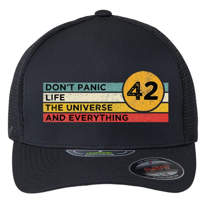 42 Answer To Life The Universe And Everything DonT Panic Flexfit Unipanel Trucker Cap