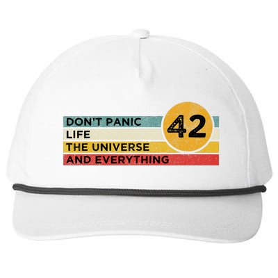 42 Answer To Life The Universe And Everything DonT Panic Snapback Five-Panel Rope Hat