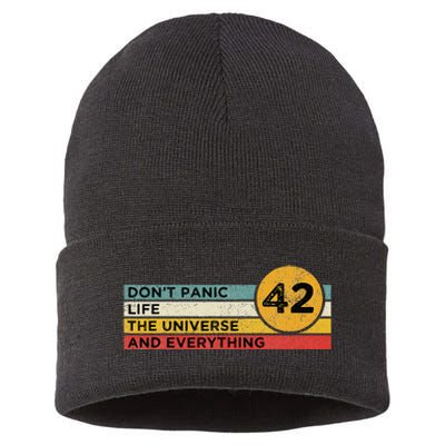 42 Answer To Life The Universe And Everything DonT Panic Sustainable Knit Beanie