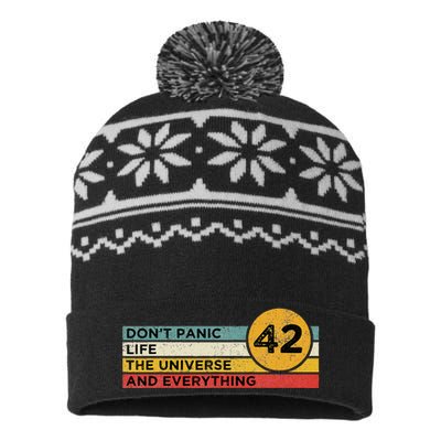 42 Answer To Life The Universe And Everything DonT Panic USA-Made Snowflake Beanie