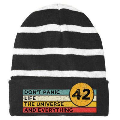 42 Answer To Life The Universe And Everything DonT Panic Striped Beanie with Solid Band