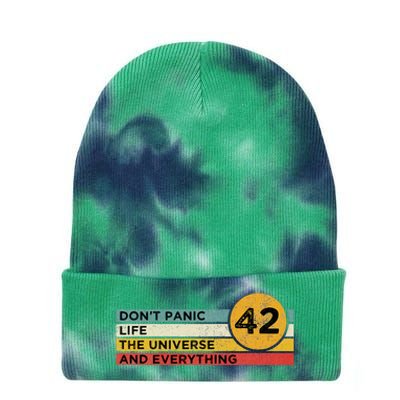 42 Answer To Life The Universe And Everything DonT Panic Tie Dye 12in Knit Beanie