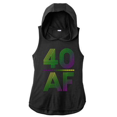 40 Af Vintage 40th Birthday Gift Ladies PosiCharge Tri-Blend Wicking Draft Hoodie Tank