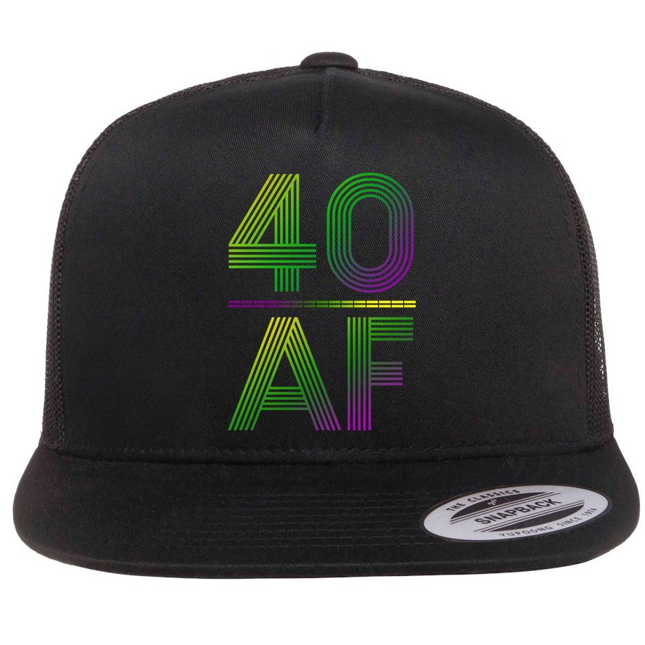 40 Af Vintage 40th Birthday Gift Flat Bill Trucker Hat