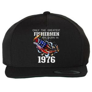 47th Birthday 1976 Fisherman Bass Fishing 47 Year Old Wool Snapback Cap