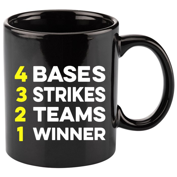 4 Bases 3 Strikes 2 Teams 1 Winner 11oz C Handle Ceramic Mug