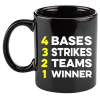 4 Bases 3 Strikes 2 Teams 1 Winner 11oz C Handle Ceramic Mug