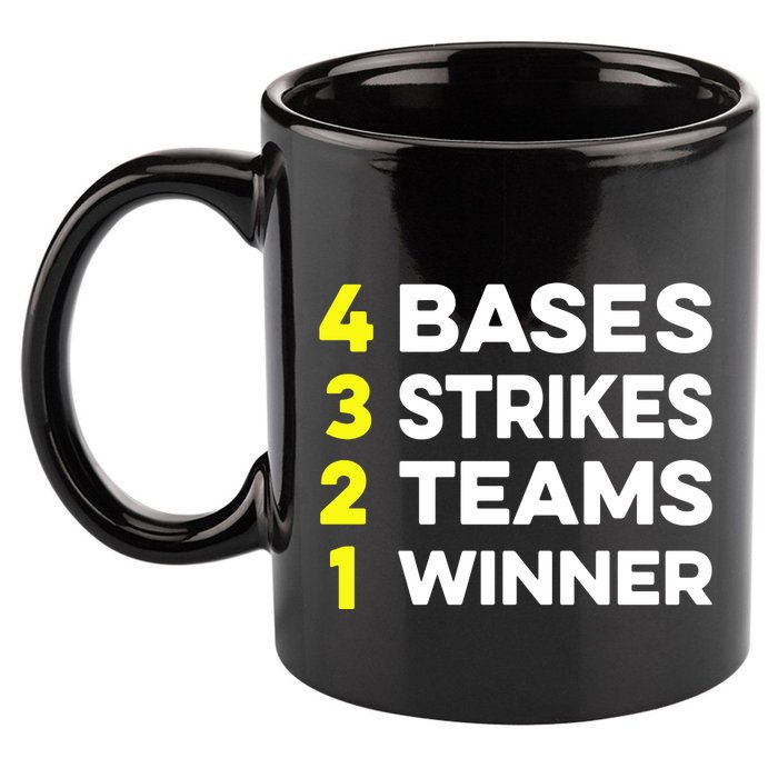 4 Bases 3 Strikes 2 Teams 1 Winner 11oz C Handle Ceramic Mug