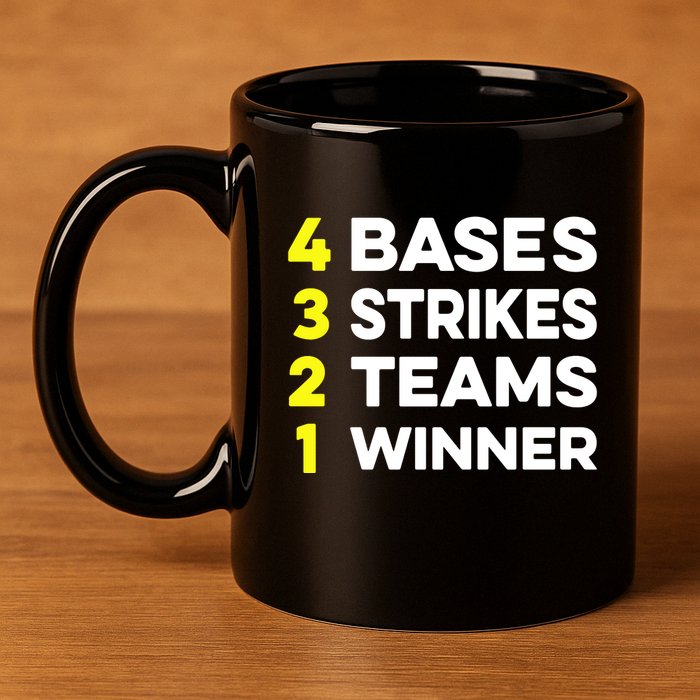 4 Bases 3 Strikes 2 Teams 1 Winner 11oz C Handle Ceramic Mug