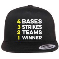 4 Bases 3 Strikes 2 Teams 1 Winner Flat Bill Trucker Hat