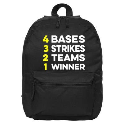 4 Bases 3 Strikes 2 Teams 1 Winner 16 in Basic Backpack