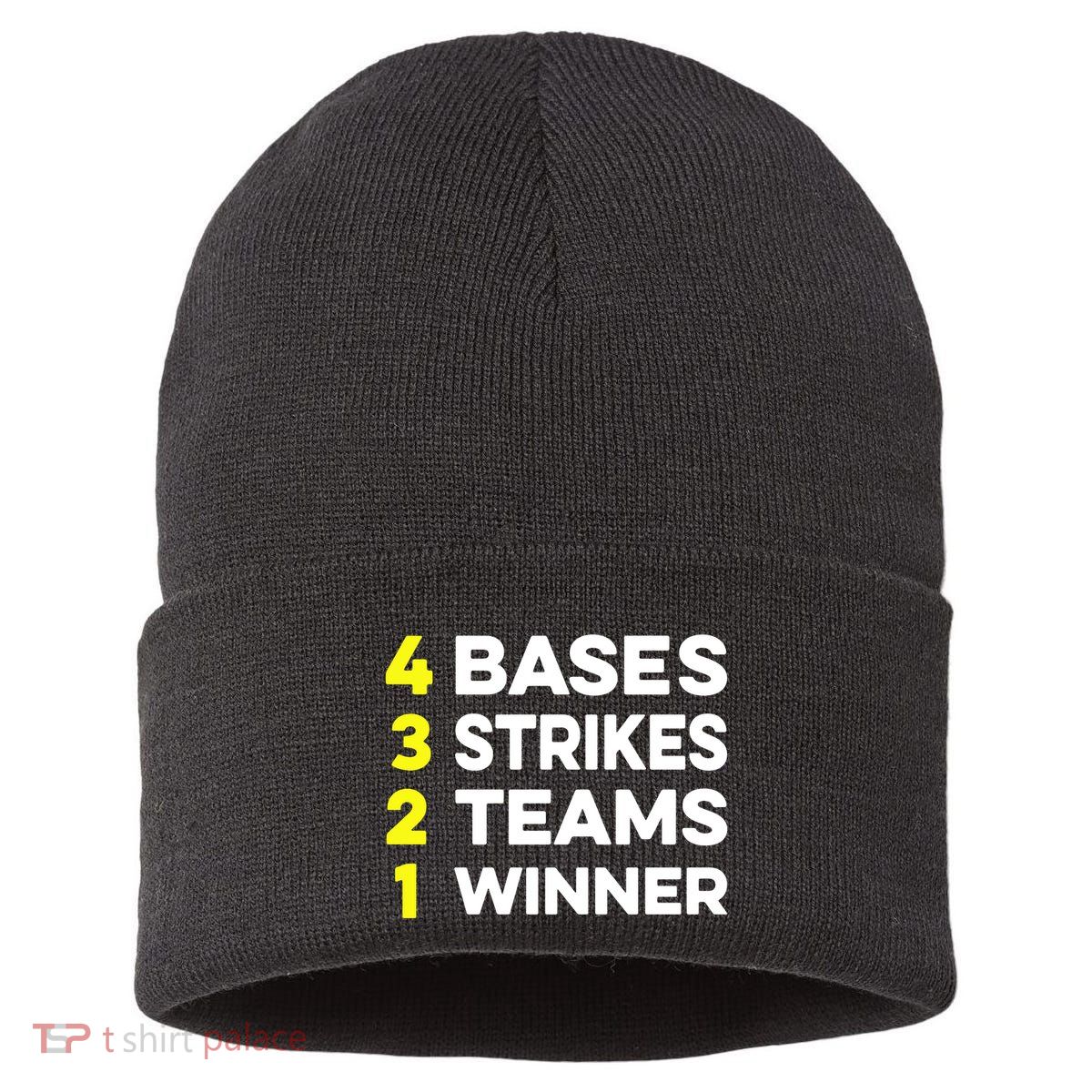 4 Bases 3 Strikes 2 Teams 1 Winner Sustainable Knit Beanie