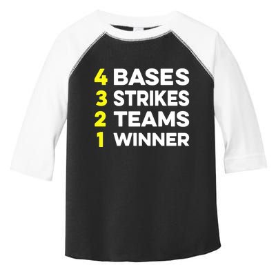 4 Bases 3 Strikes 2 Teams 1 Winner Toddler Fine Jersey T-Shirt
