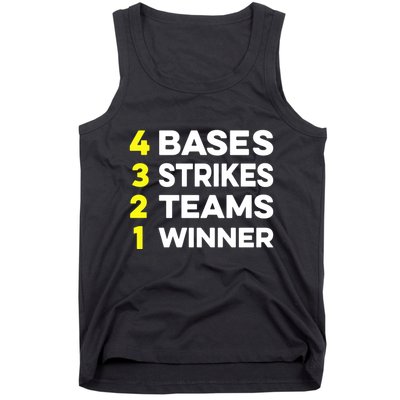 4 Bases 3 Strikes 2 Teams 1 Winner Tank Top