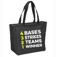 4 Bases 3 Strikes 2 Teams 1 Winner Zip Tote Bag