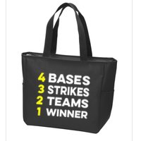 4 Bases 3 Strikes 2 Teams 1 Winner Zip Tote Bag