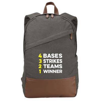 4 Bases 3 Strikes 2 Teams 1 Winner Cotton Canvas Backpack