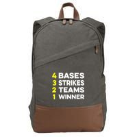 4 Bases 3 Strikes 2 Teams 1 Winner Cotton Canvas Backpack