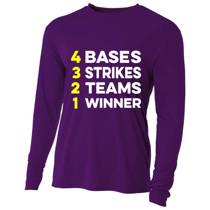 4 Bases 3 Strikes 2 Teams 1 Winner Cooling Performance Long Sleeve Crew