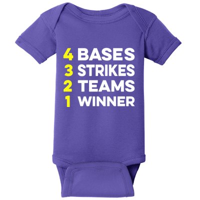 4 Bases 3 Strikes 2 Teams 1 Winner Baby Bodysuit