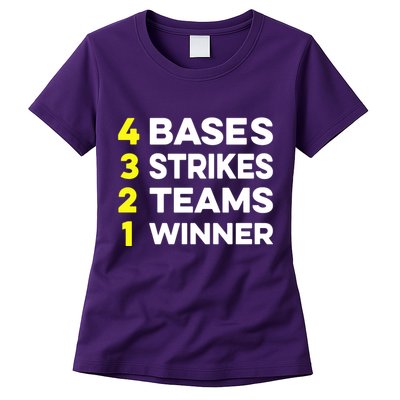 4 Bases 3 Strikes 2 Teams 1 Winner Womens T-Shirt