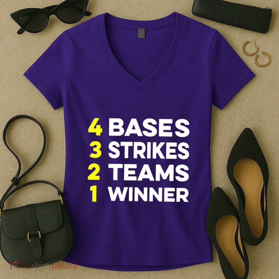 4 Bases 3 Strikes 2 Teams 1 Winner Women's V-Neck T-Shirt