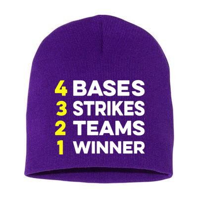 4 Bases 3 Strikes 2 Teams 1 Winner Short Acrylic Beanie