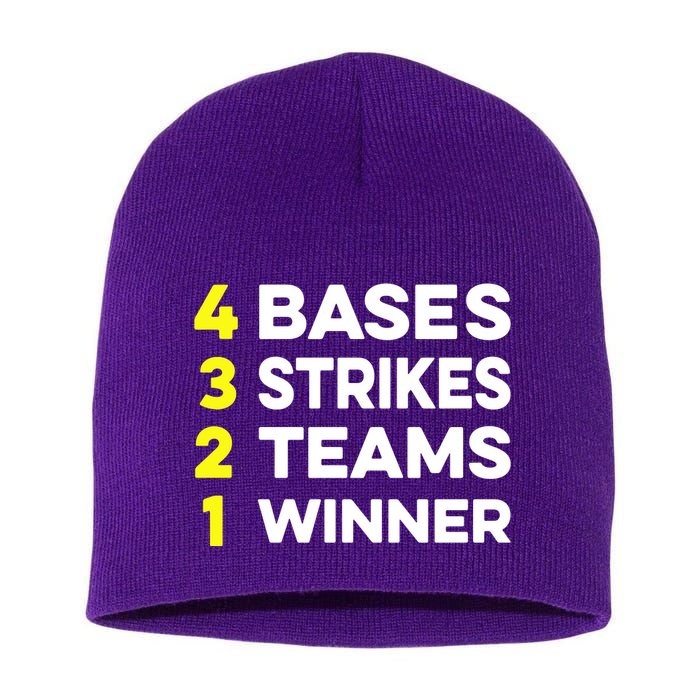 4 Bases 3 Strikes 2 Teams 1 Winner Short Acrylic Beanie