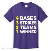 4 Bases 3 Strikes 2 Teams 1 Winner Kids T-Shirt
