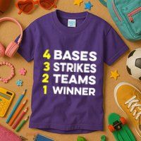 4 Bases 3 Strikes 2 Teams 1 Winner Kids T-Shirt