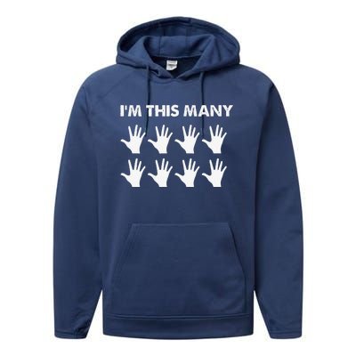 40th Birthday 40 Forty Years Old Funny I'm This Many Performance Fleece Hoodie