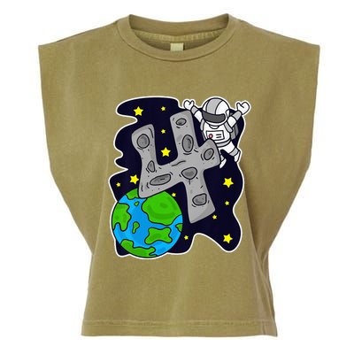 4th Birthday 4 Years Old Birthday Gifts Astronaut Garment-Dyed Women's Muscle Tee