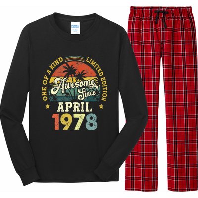 45th Birthday 45 Years Old Awesome Since April 1978 Long Sleeve Pajama Set