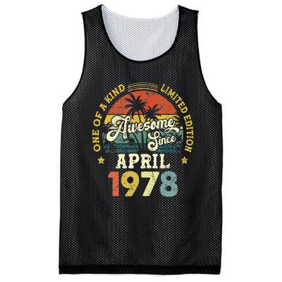 45th Birthday 45 Years Old Awesome Since April 1978 Mesh Reversible Basketball Jersey Tank