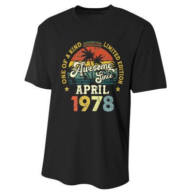 45th Birthday 45 Years Old Awesome Since April 1978 Performance Sprint T-Shirt