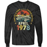 45th Birthday 45 Years Old Awesome Since April 1978 Tie-Dye Long Sleeve Shirt