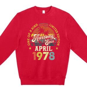 45th Birthday 45 Years Old Awesome Since April 1978 Premium Crewneck Sweatshirt