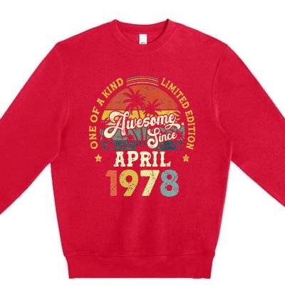 45th Birthday 45 Years Old Awesome Since April 1978 Premium Crewneck Sweatshirt