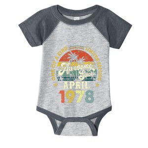 45th Birthday 45 Years Old Awesome Since April 1978 Infant Baby Jersey Bodysuit